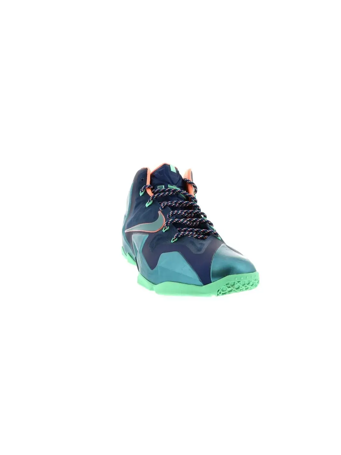 Мужские кроссовки с высокой посадкой Nike LeBron 11 — изображение 2 из 4, синий/зеленый--розовый