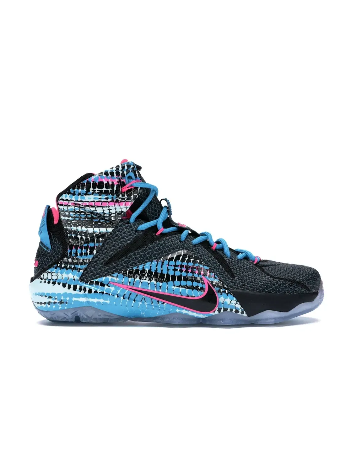 Мужские кроссовки с высокой посадкой Nike LeBron 12 Nike — изображение 1 из 4, черный/розовый-синий