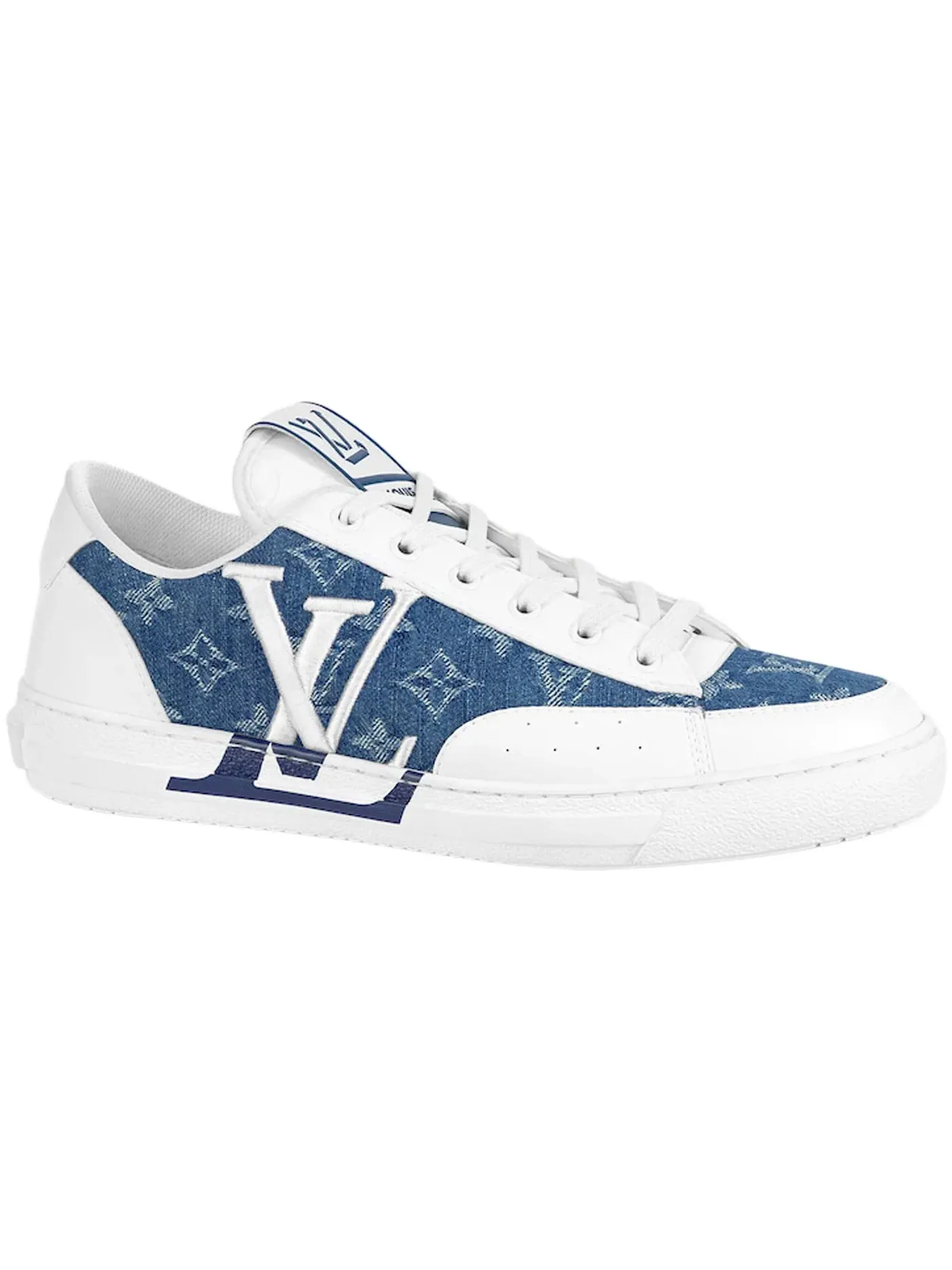 Мужские кроссовки с принтом Monogram Louis Vuitton Charlie Trainers — изображение 1 из 1, белый синий