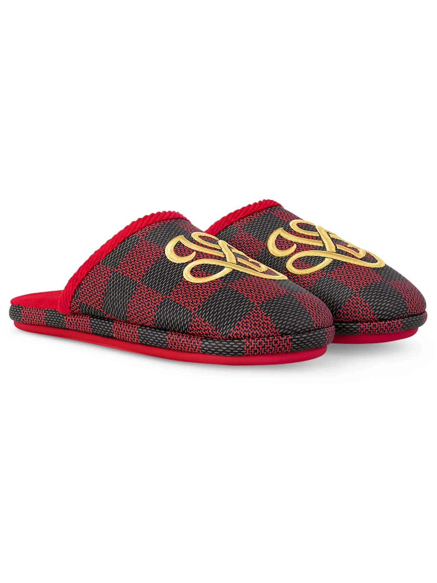 Мужские тапочки с принтом Louis Vuitton LV Palace Slipper Damier Pop — изображение 2 из 2, красный