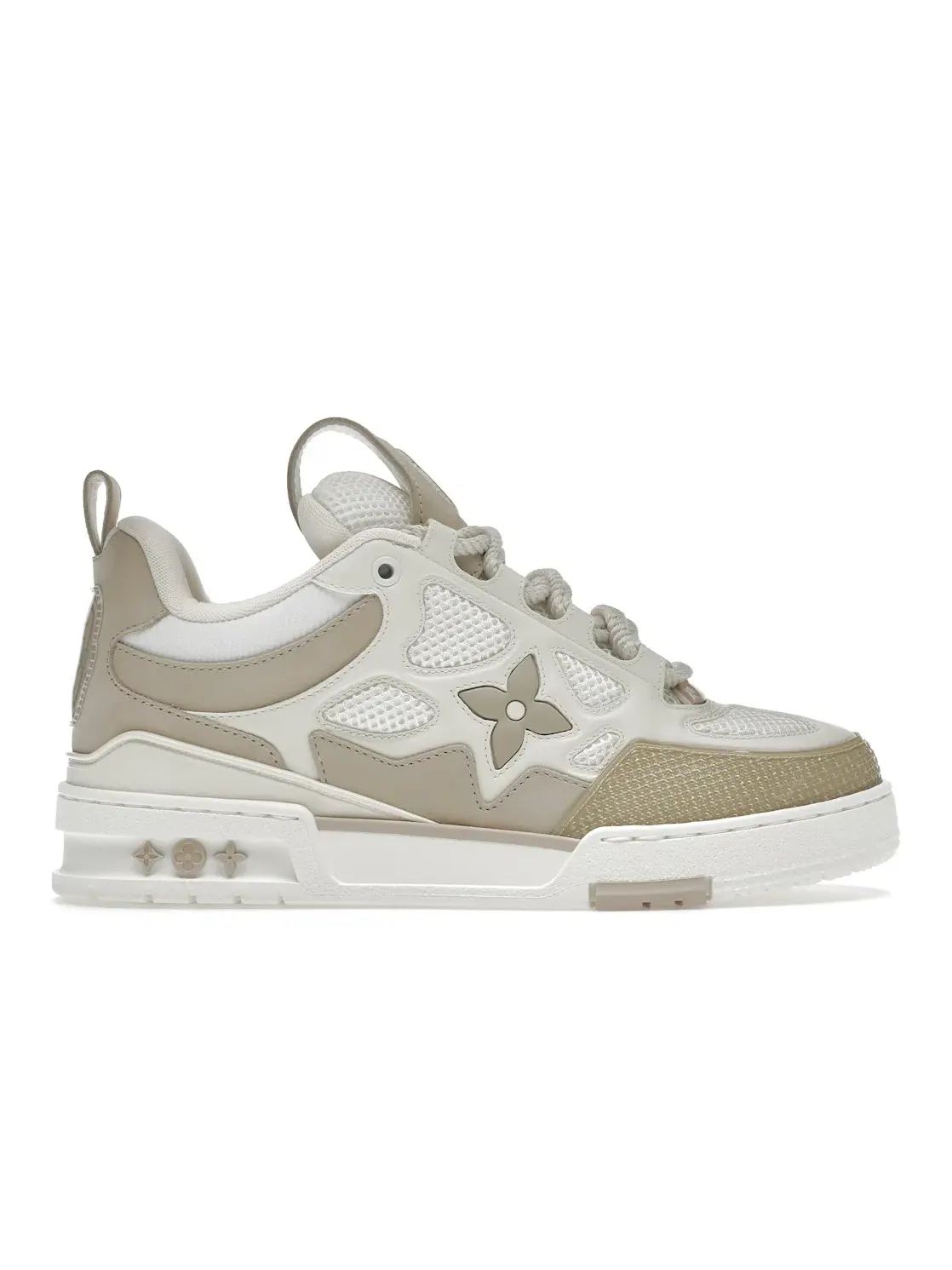 Мужские кроссовки с кожаным верхом LV Skate Sneaker Louis Vuitton — изображение 1 из 4, бежевый белый