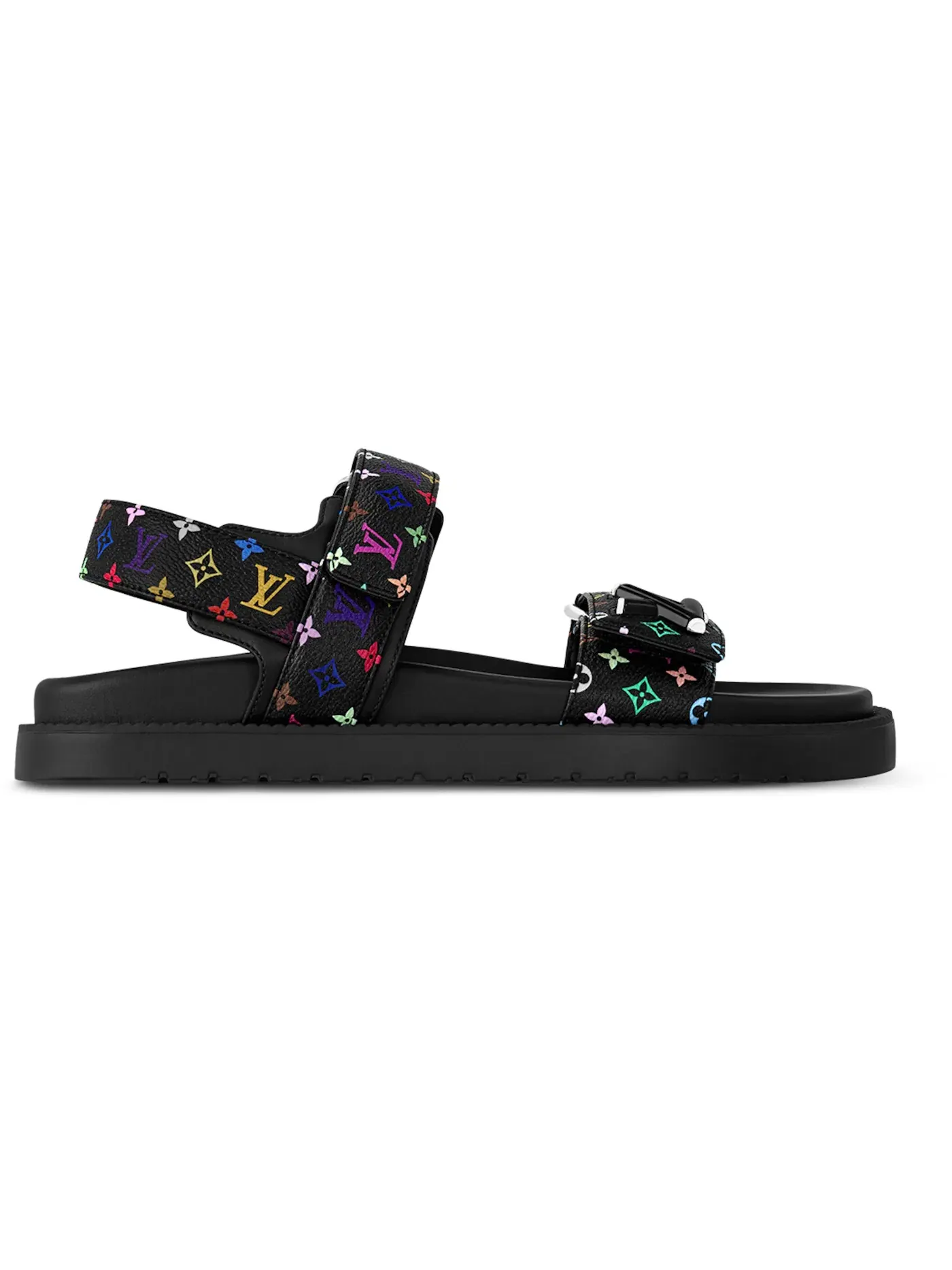 Женские сандалии с принтом Louis Vuitton LV Sunset Flat Comfort Sandal Takashi Murakami — изображение 1 из 1, черный