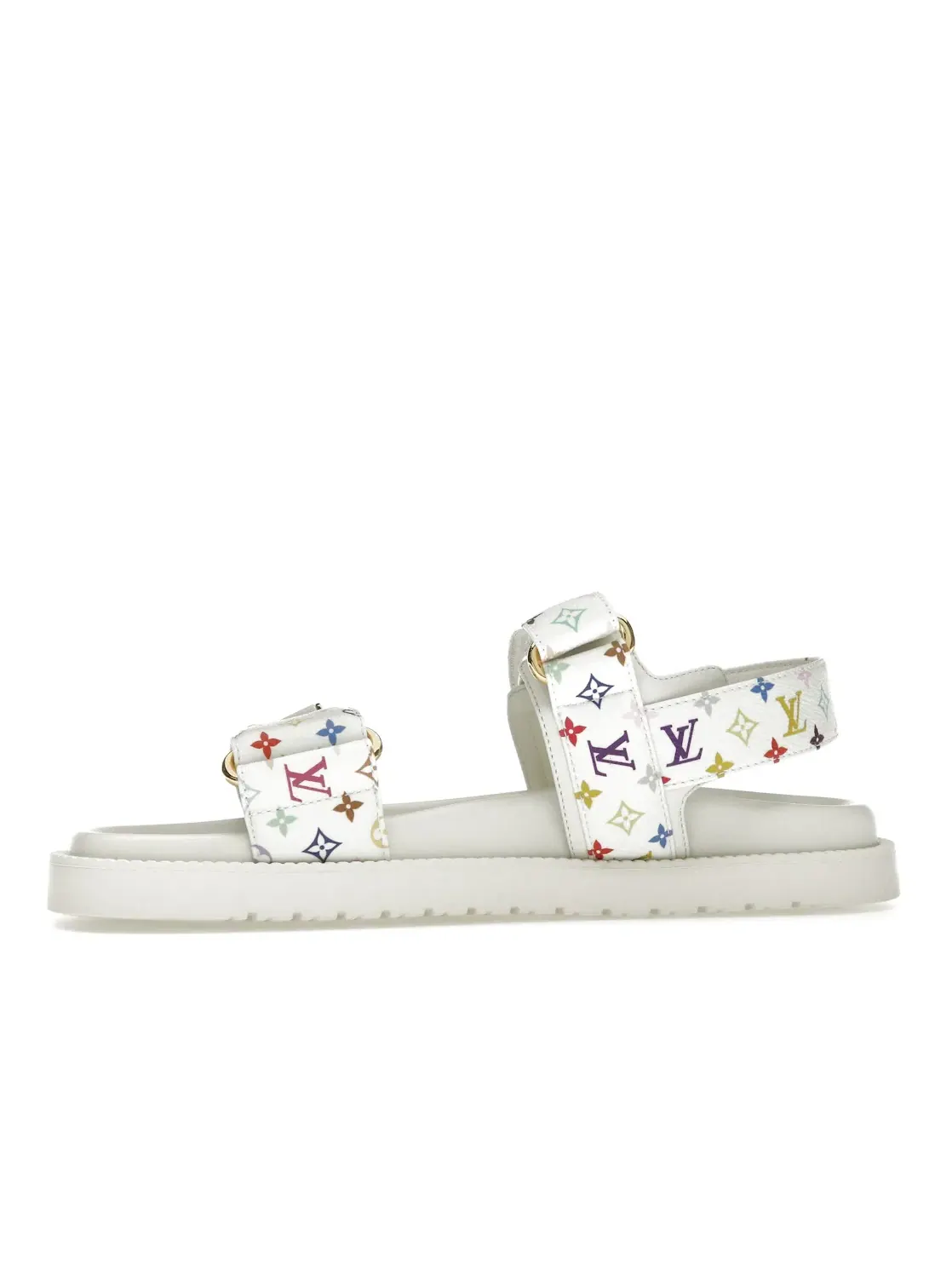 Женские сандалии-слайды с принтом Louis Vuitton LV Sunset Flat Comfort Sandal Takashi Murakami — изображение 3 из 4, белый