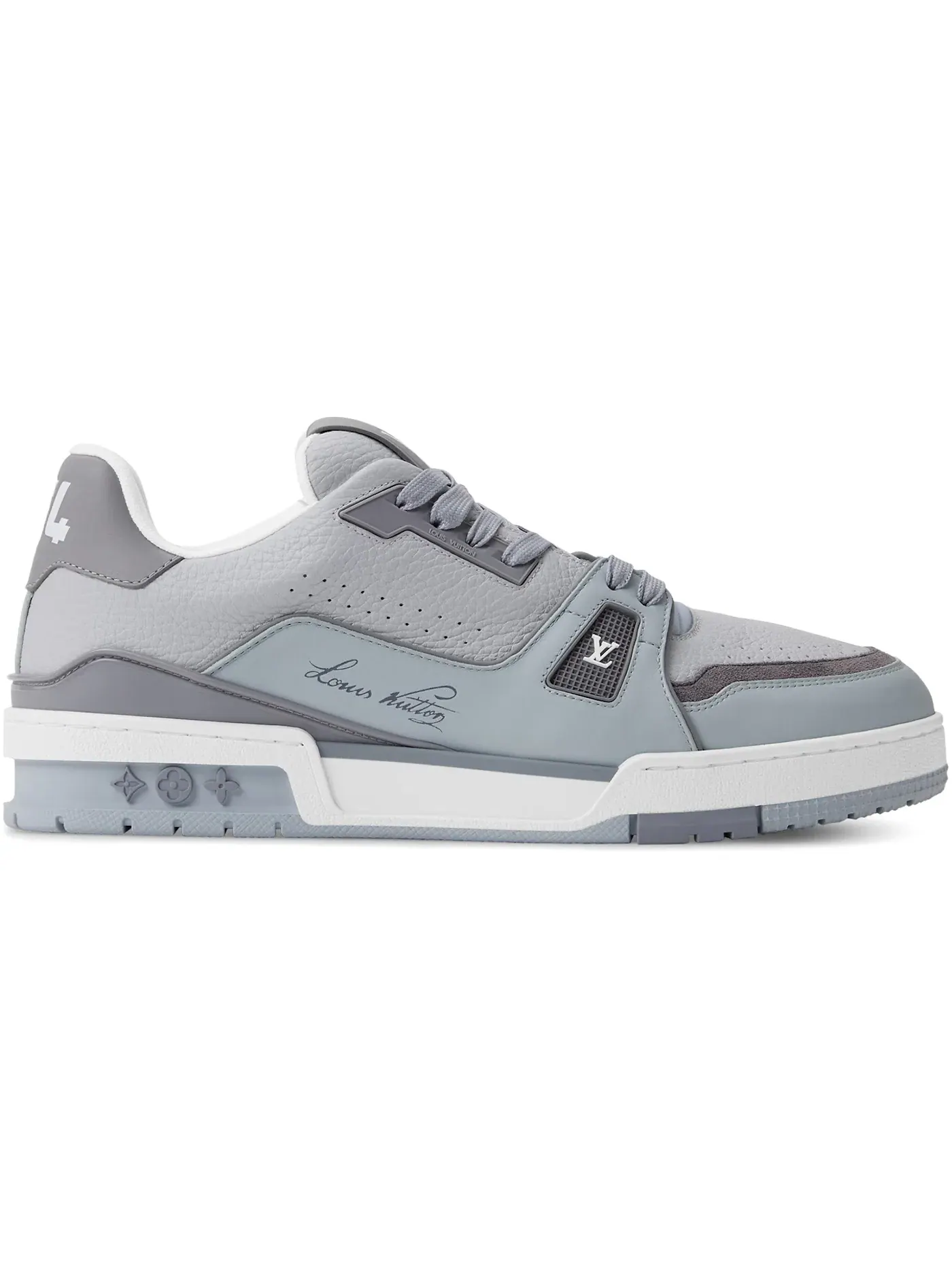 Мужские кроссовки с контрастной подошвой Louis Vuitton LV Trainer — изображение 1 из 1, серый