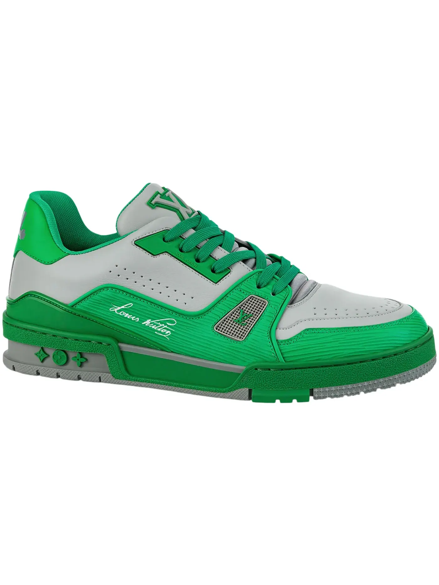 Мужские кроссовки с дизайном Louis Vuitton LV Trainer Louis Vuitton — изображение 1 из 1, зеленый серый