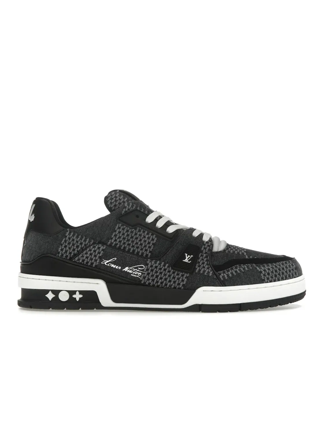 Мужские кроссовки с джинсовым верхом Louis Vuitton LV Trainer — изображение 1 из 4, черный/серый/белый