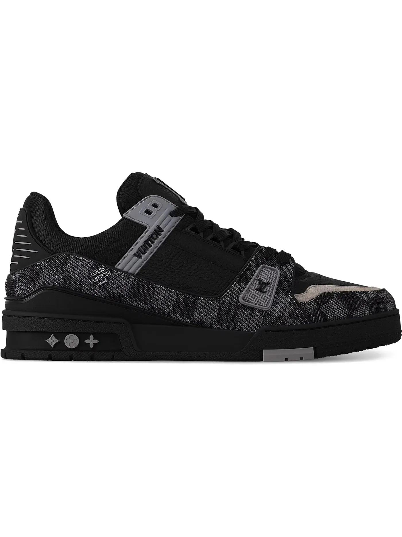 Мужские кроссовки с принтом дамаск Louis Vuitton LV Trainer — изображение 1 из 1, черный
