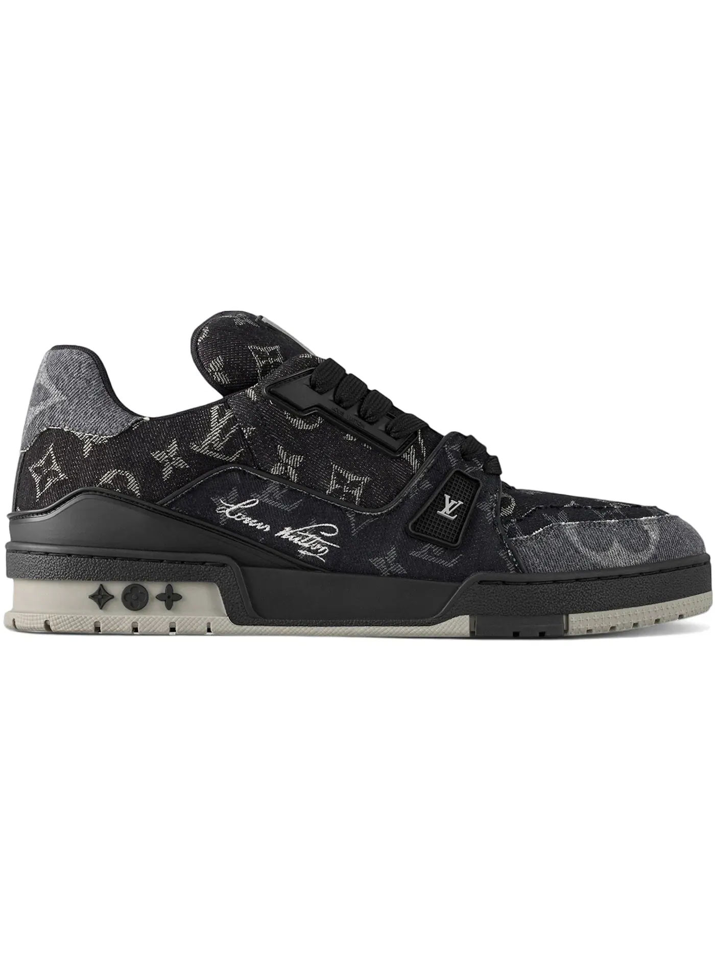 Мужские кроссовки с джинсовым верхом Louis Vuitton LV Trainer — изображение 1 из 1, черный/джинсовый синий