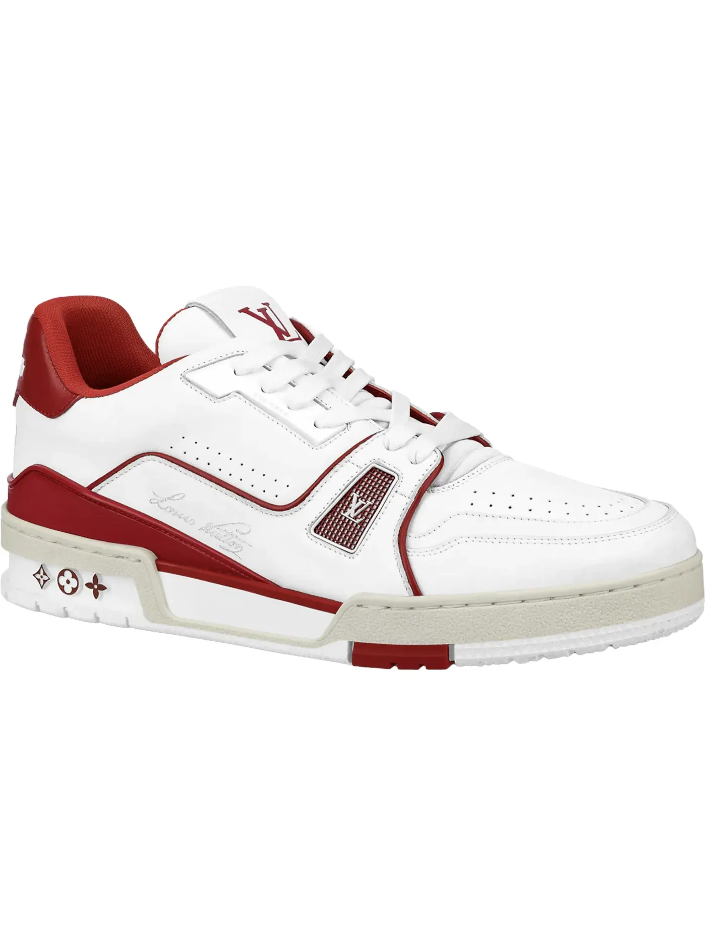 Мужские кроссовки с принтом LV Trainer Louis Vuitton — изображение 1 из 1, белый/красный