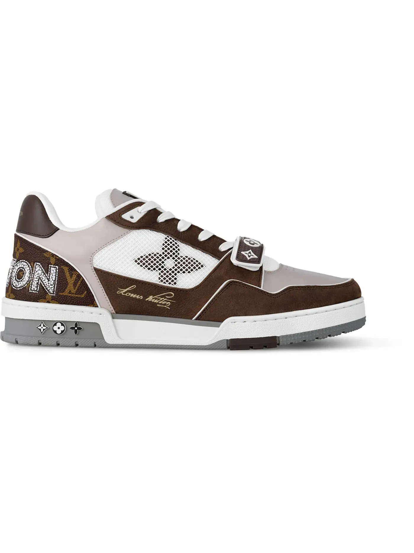 Мужские кроссовки с дизайном Louis Vuitton LV Trainer Louis Vuitton — изображение 1 из 1, коричневый/бежевый/белый
