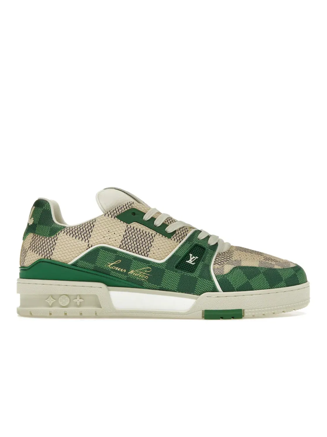 Мужские кроссовки с принтом Louis Vuitton LV Trainer Louis Vuitton — изображение 1 из 4, белый зеленый
