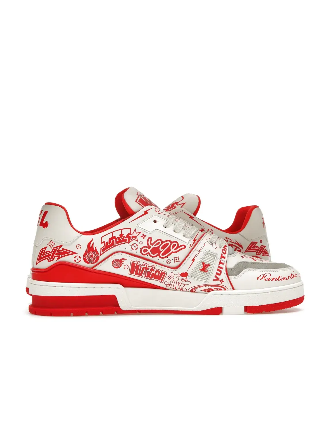 Мужские кроссовки с принтом Louis Vuitton LV Trainer Louis Vuitton — изображение 3 из 4, белый/красный