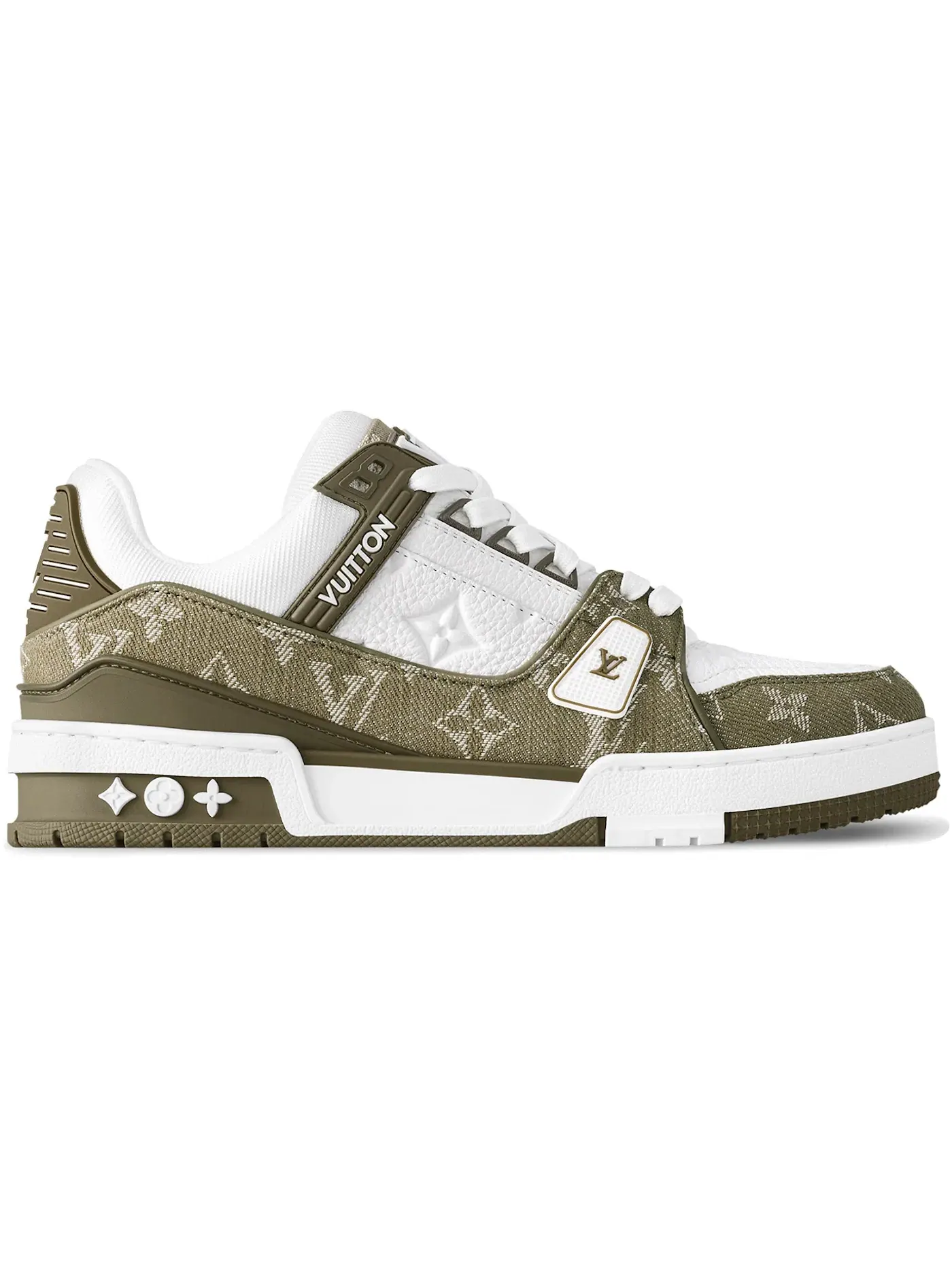 Мужские кеды с принтом Louis Vuitton LV Trainer — изображение 1 из 1, хаки зеленый