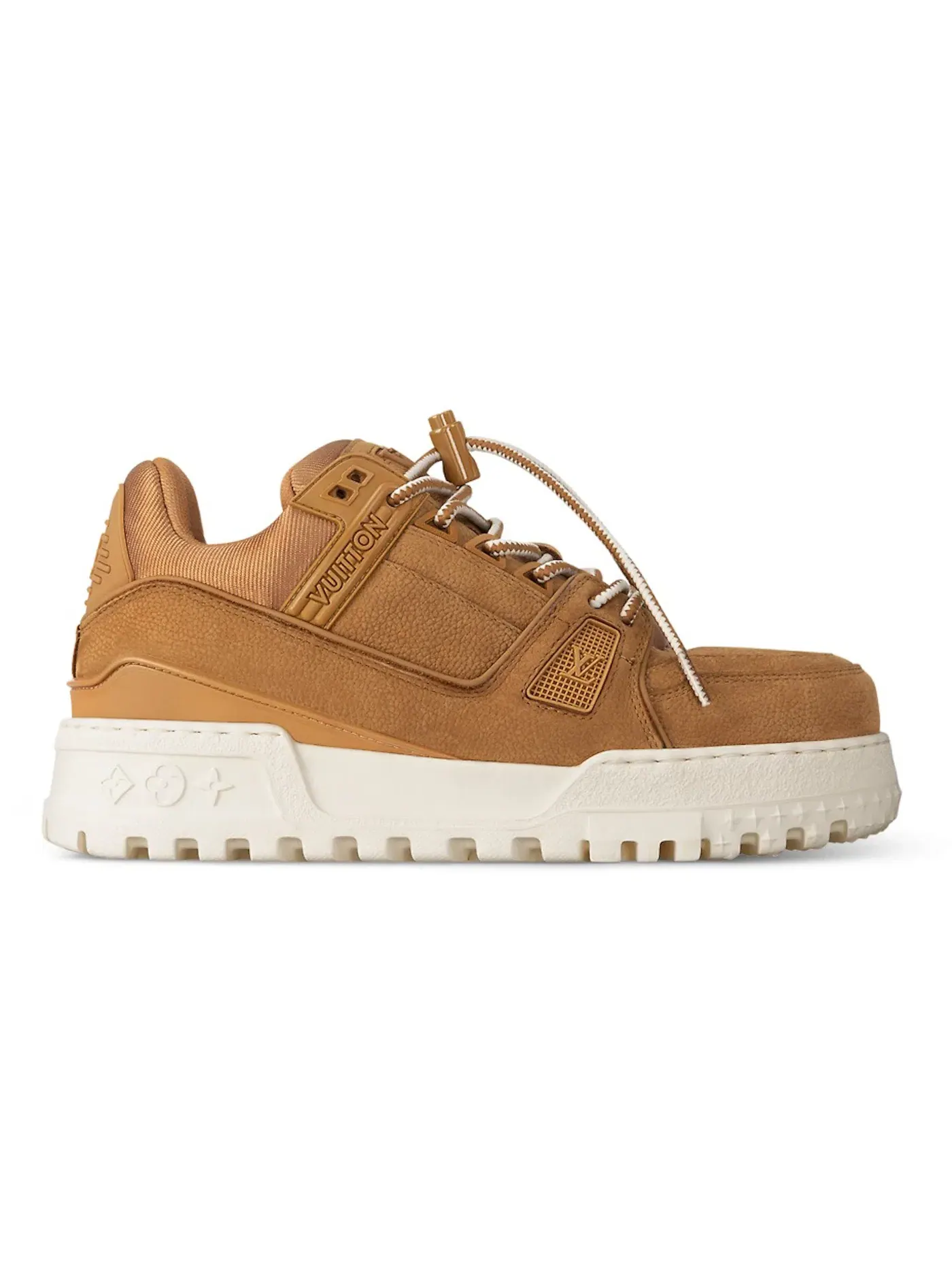Мужские кроссовки с нубуком Louis Vuitton LV Trainer Maxi — изображение 1 из 1, бежевый белый