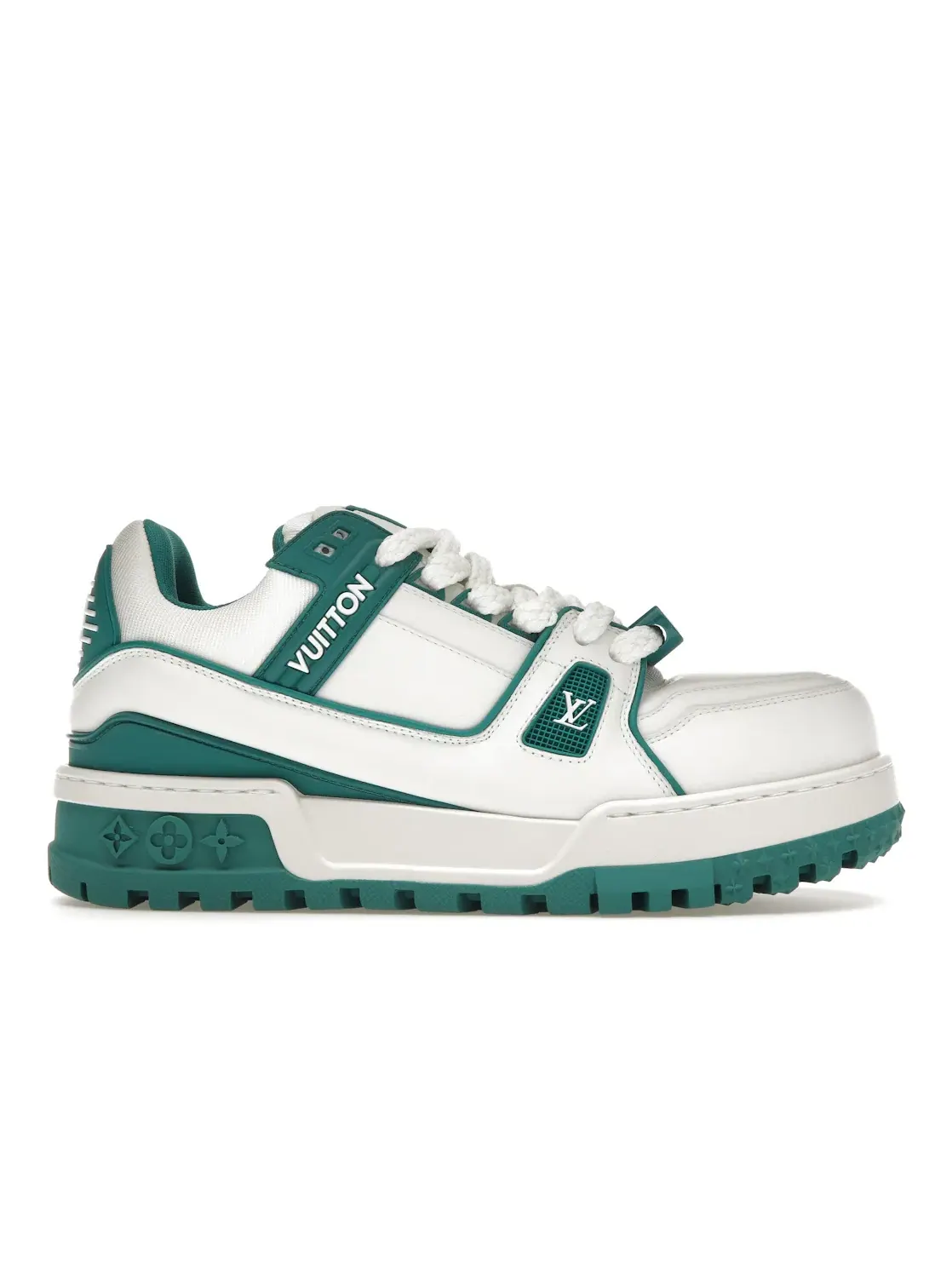 Мужские кроссовки с дизайном Louis Vuitton LV Trainer Maxi Sneaker Louis Vuitton — изображение 1 из 4, белый/зеленый
