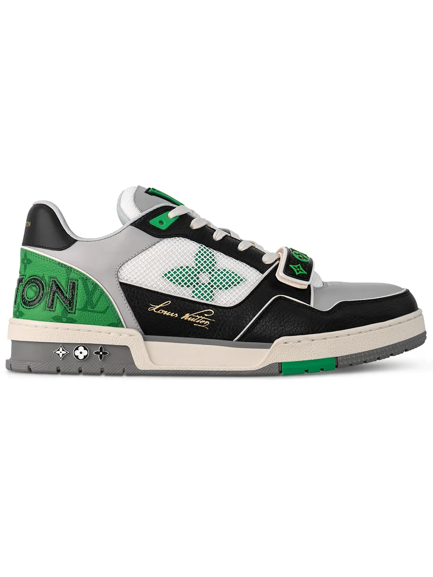 Мужские кроссовки с контрастными деталями Louis Vuitton LV Trainer — изображение 1 из 1, черный/белый/зеленый