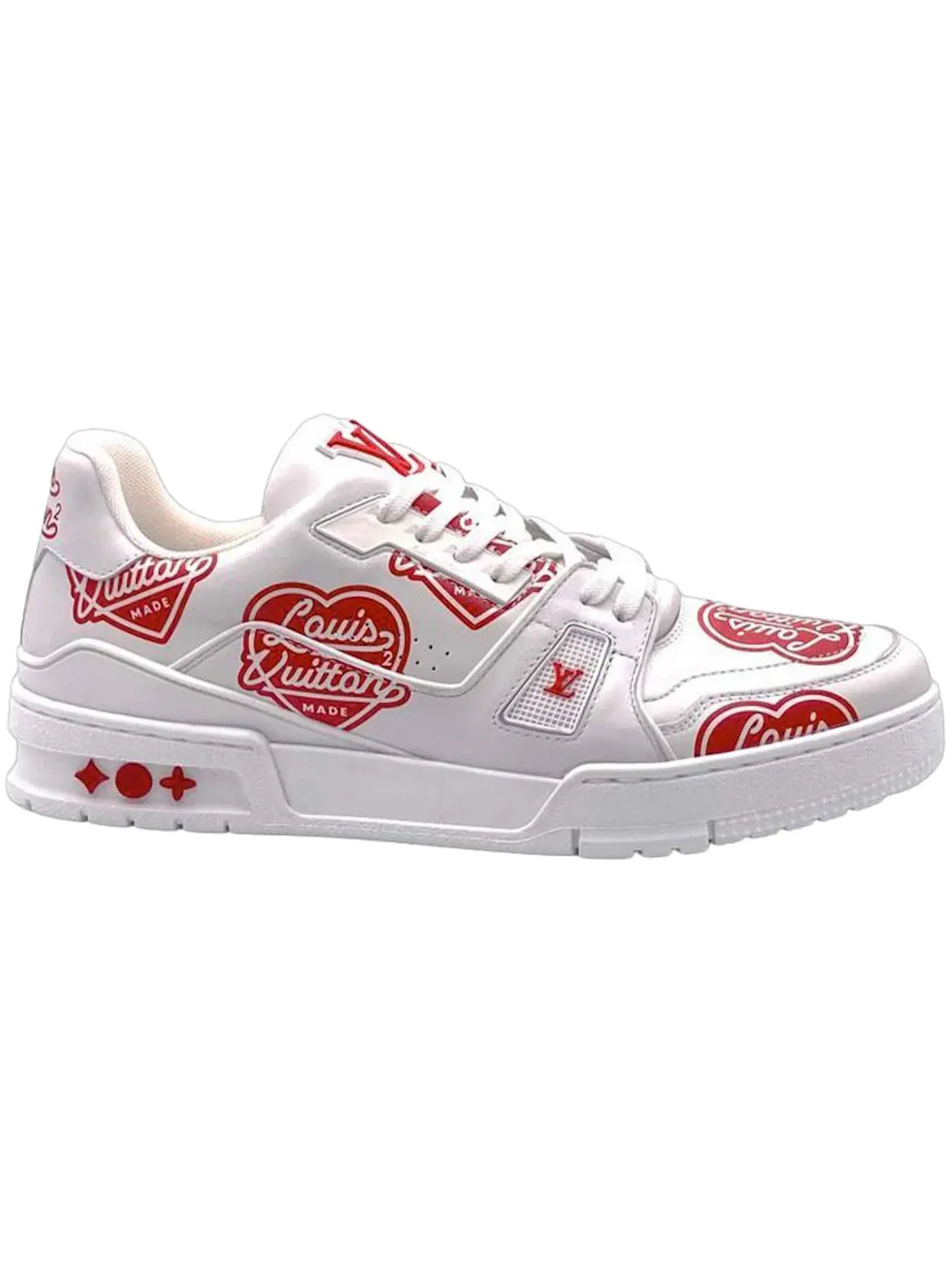 Мужские кроссовки с высоким верхом Louis Vuitton LV Trainer — изображение 1 из 1, белый/красный