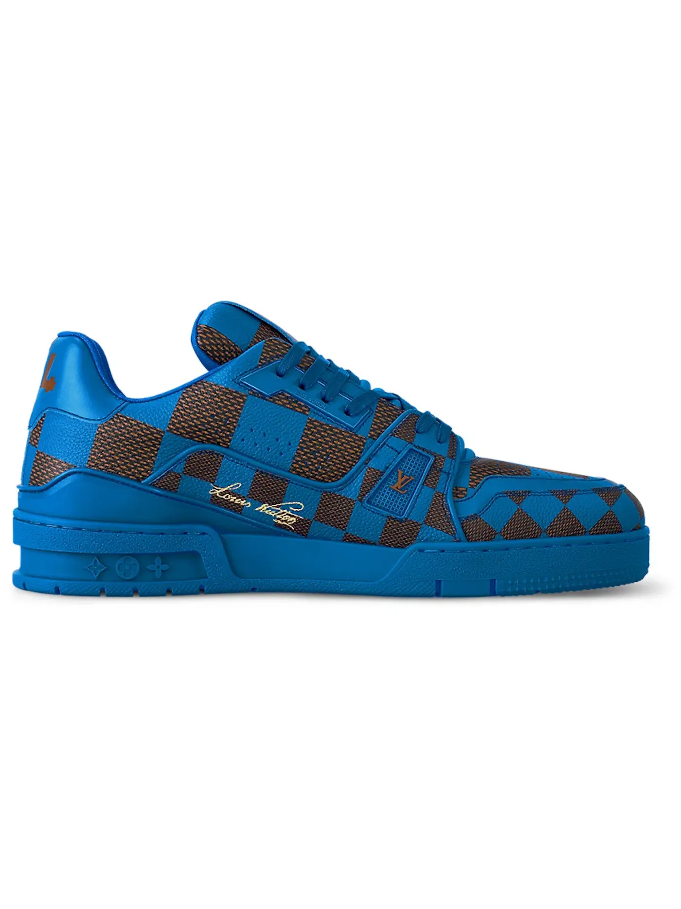 Мужские кроссовки с принтом Louis Vuitton LV Trainer Sneaker Damier Pop Louis Vuitton — изображение 1 из 1, синий
