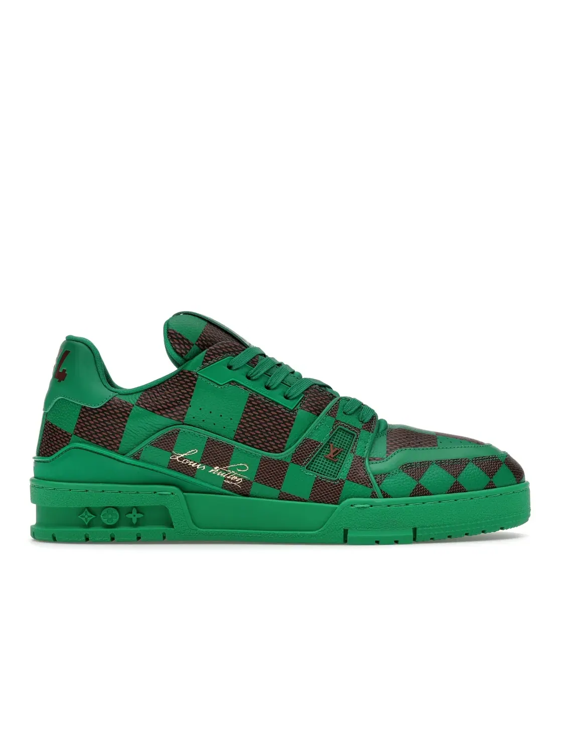 Мужские кеды Louis Vuitton LV Trainer Sneaker Damier Pop — изображение 1 из 4, зеленый