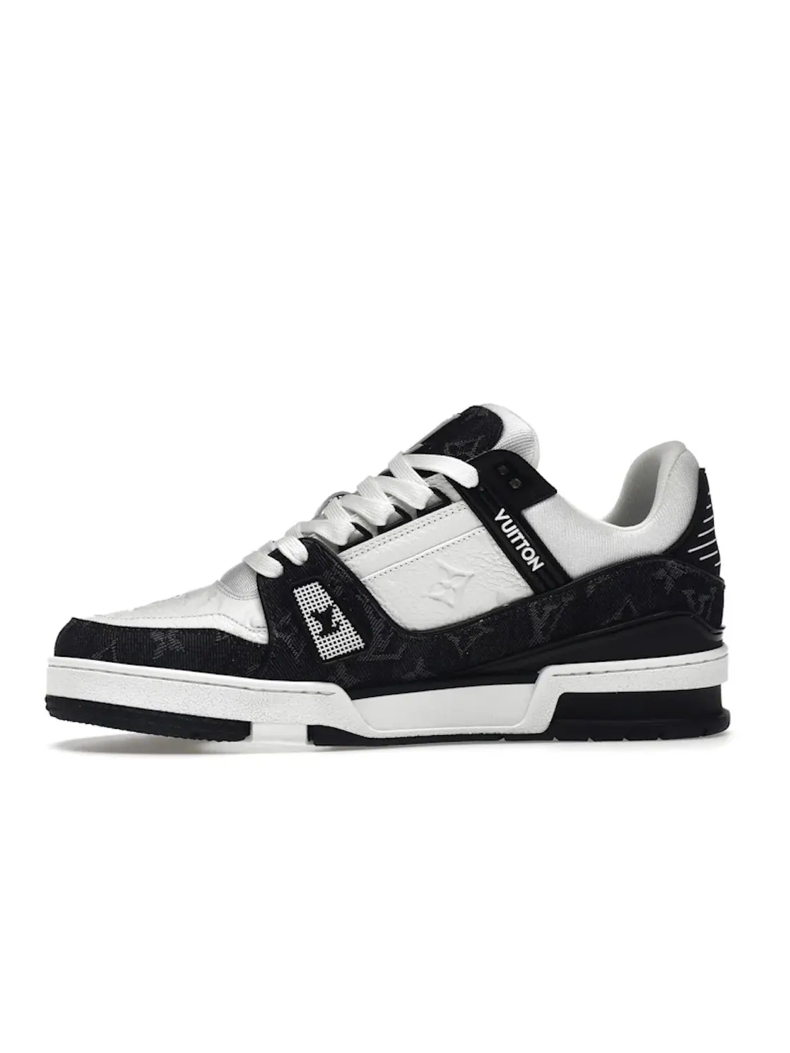 Мужские кроссовки с премиальными материалами Louis Vuitton LV Trainer — изображение 3 из 4, белый/черный/белый