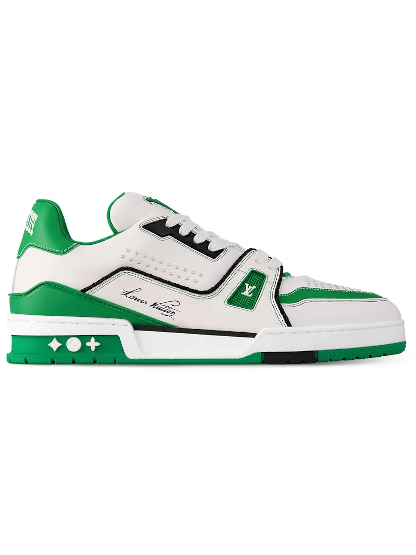 Мужские кроссовки с принтом Louis Vuitton LV Trainer — изображение 1 из 1, белый зеленый