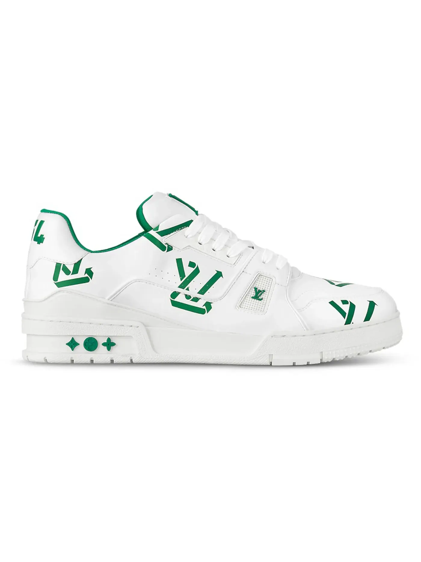 Мужские кроссовки с цветными вставками Louis Vuitton LV Trainer — изображение 1 из 1, белый/зеленый