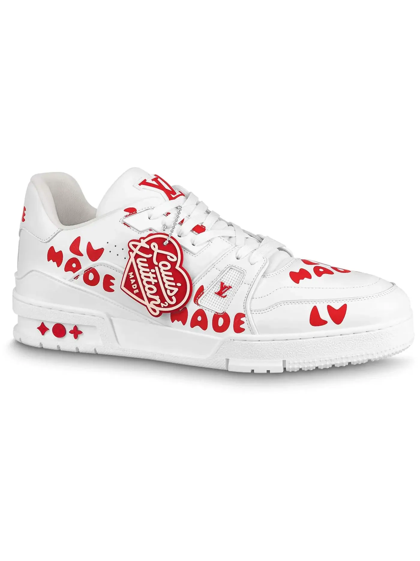 Мужские кроссовки с принтом Louis Vuitton LV Trainer x Nigo Louis Vuitton — изображение 1 из 1, белый красный
