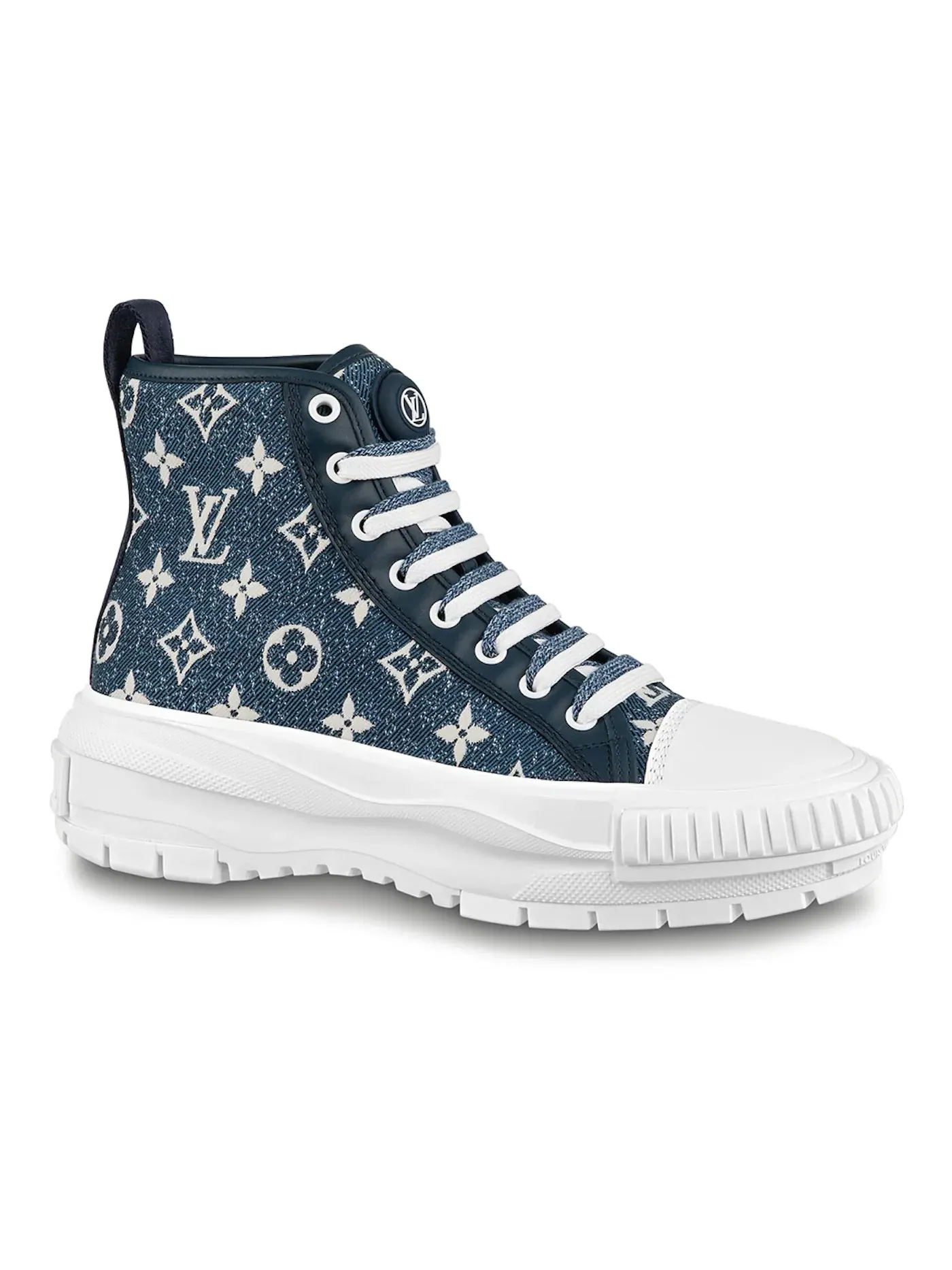 Женские ботинки Louis Vuitton Squad Boot Monogram Denim — изображение 1 из 1, темно-синий синий/белый