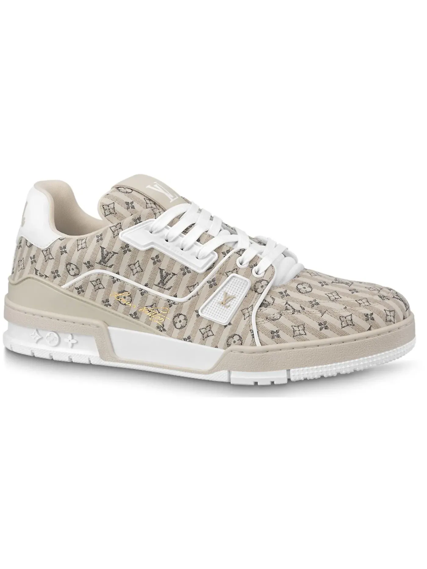 Мужские кроссовки с принтом Louis Vuitton Trainer Louis Vuitton — изображение 1 из 1, бежевый белый