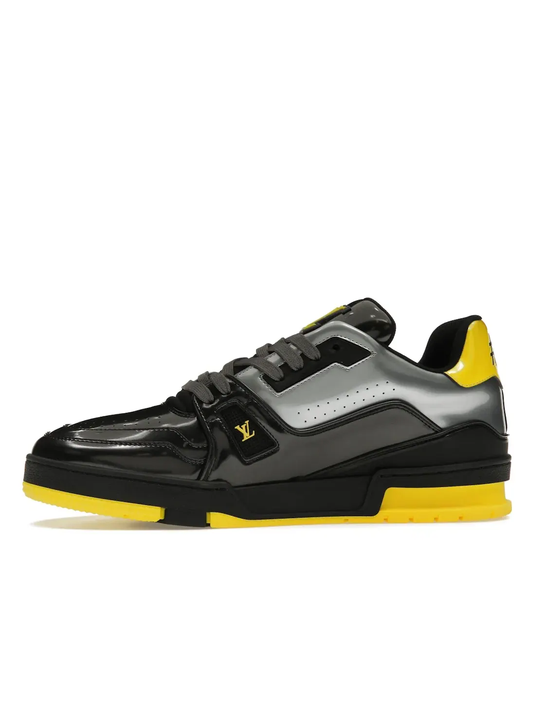 Мужские кроссовки с контрастными вставками Louis Vuitton Trainer — изображение 3 из 4, серый/черный/желтый