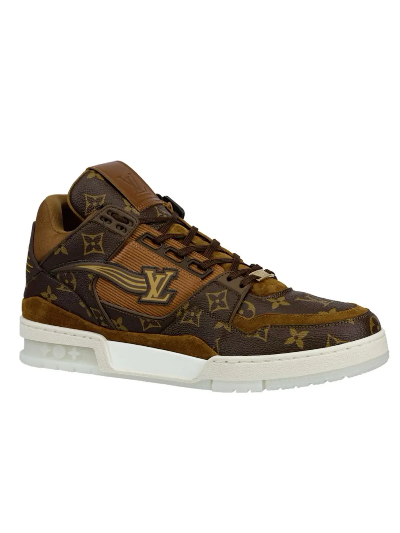 Мужские кроссовки с контрастными элементами Louis Vuitton Trainer — изображение 1 из 1, коричневый/белый