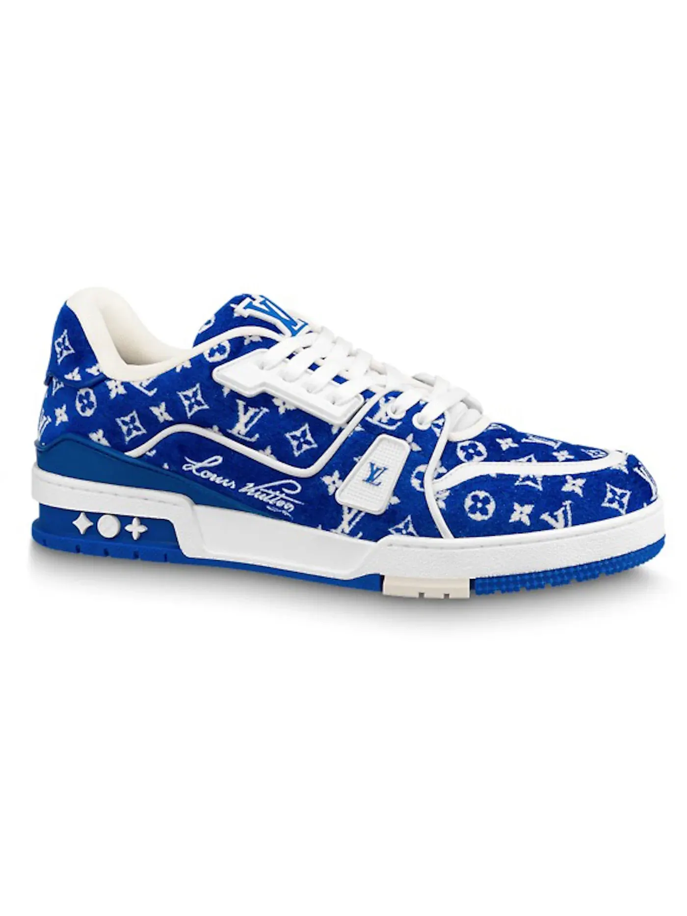 Мужские кроссовки с монограммой Louis Vuitton Trainer Louis Vuitton — изображение 1 из 1, синий белый