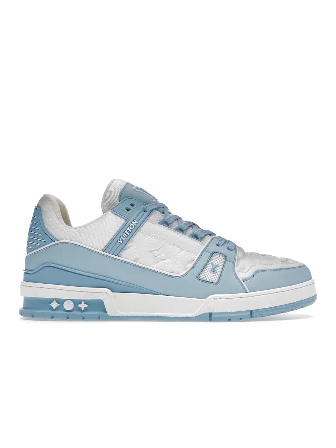 Мужские кроссовки с кожаным верхом Louis Vuitton Trainer Low — изображение 1 из 4, белый/синий