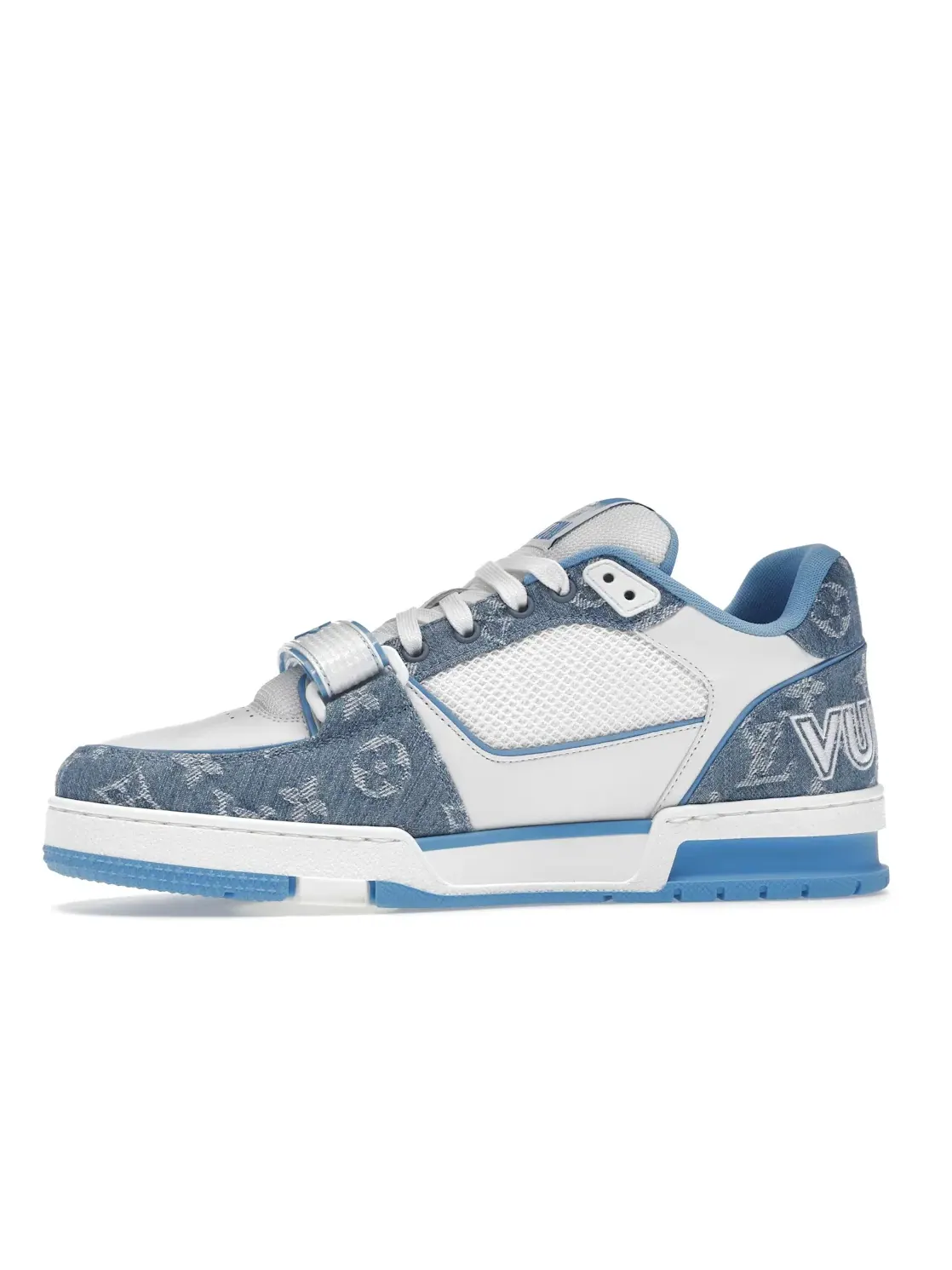 Мужские кроссовки с денимом Louis Vuitton Trainer — изображение 3 из 4, белый синий