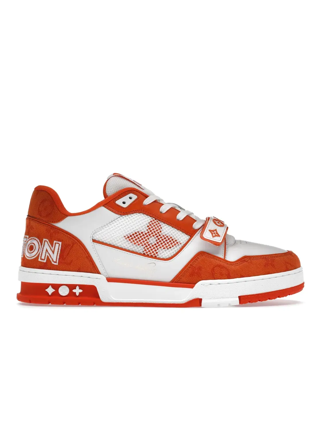 Мужские кроссовки с монограммой Louis Vuitton Trainer Louis Vuitton — изображение 1 из 4, белый/оранжевый
