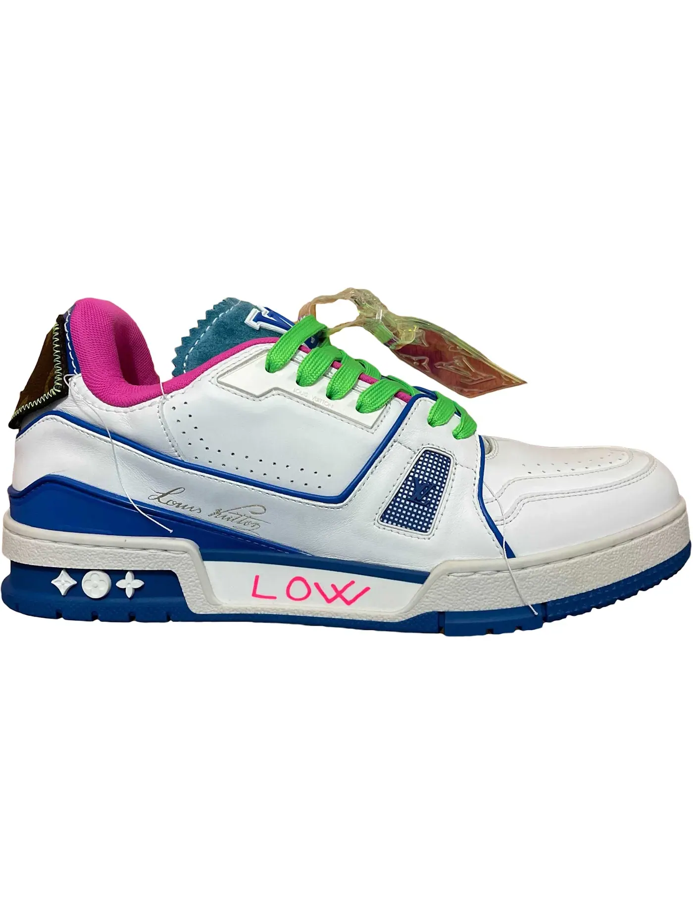 Мужские кроссовки с принтом Louis Vuitton Trainer Louis Vuitton — изображение 1 из 1, синий/белый/зеленый