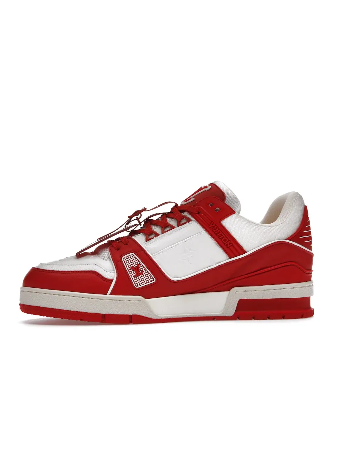 Мужские кроссовки с кожаным верхом Louis Vuitton Trainer — изображение 3 из 4, красный белый