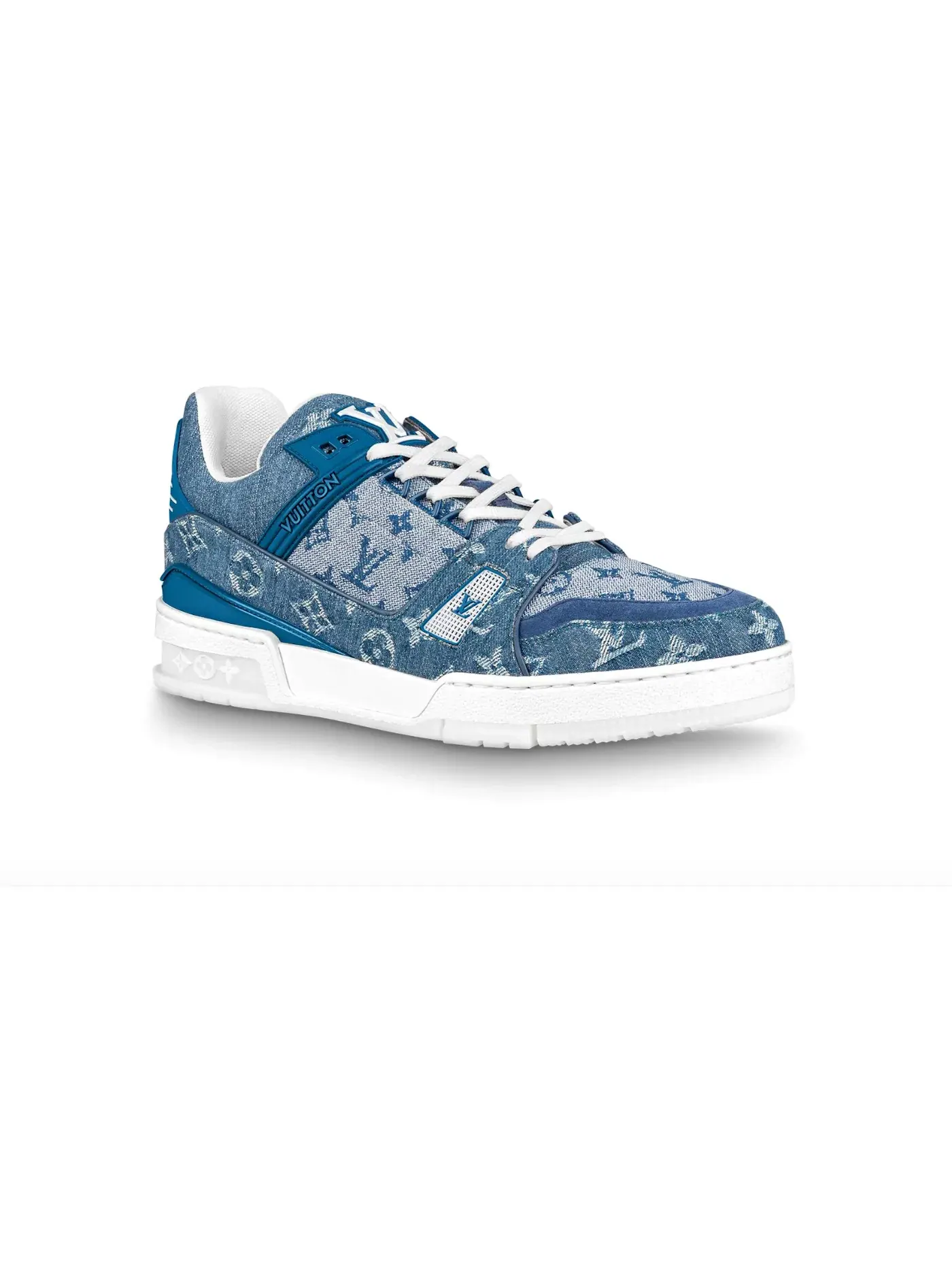 Мужские кроссовки с джинсовой тканью Louis Vuitton Trainer Sneaker Louis Vuitton — изображение 1 из 1, синий
