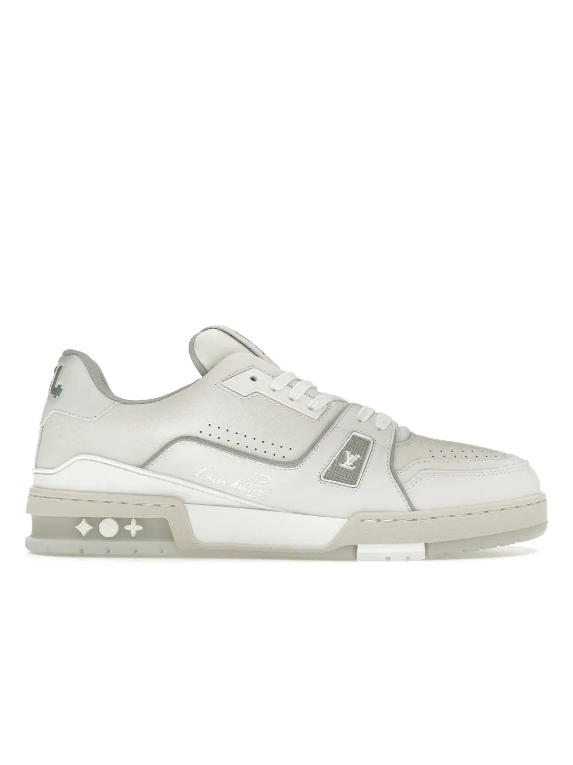 Мужские кроссовки с контрастной подошвой Louis Vuitton Trainer — изображение 1 из 4, белый/серый