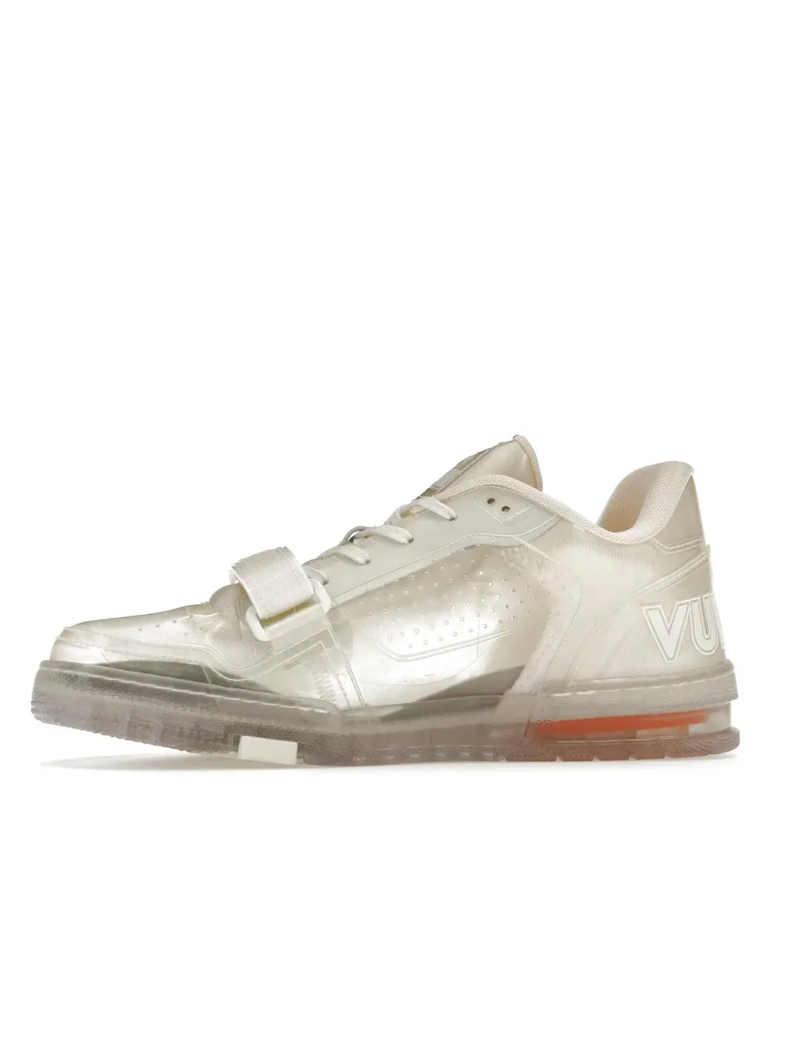 Мужские кроссовки с прозрачными вставками Louis Vuitton Trainer — изображение 3 из 4, белый/прозрачный