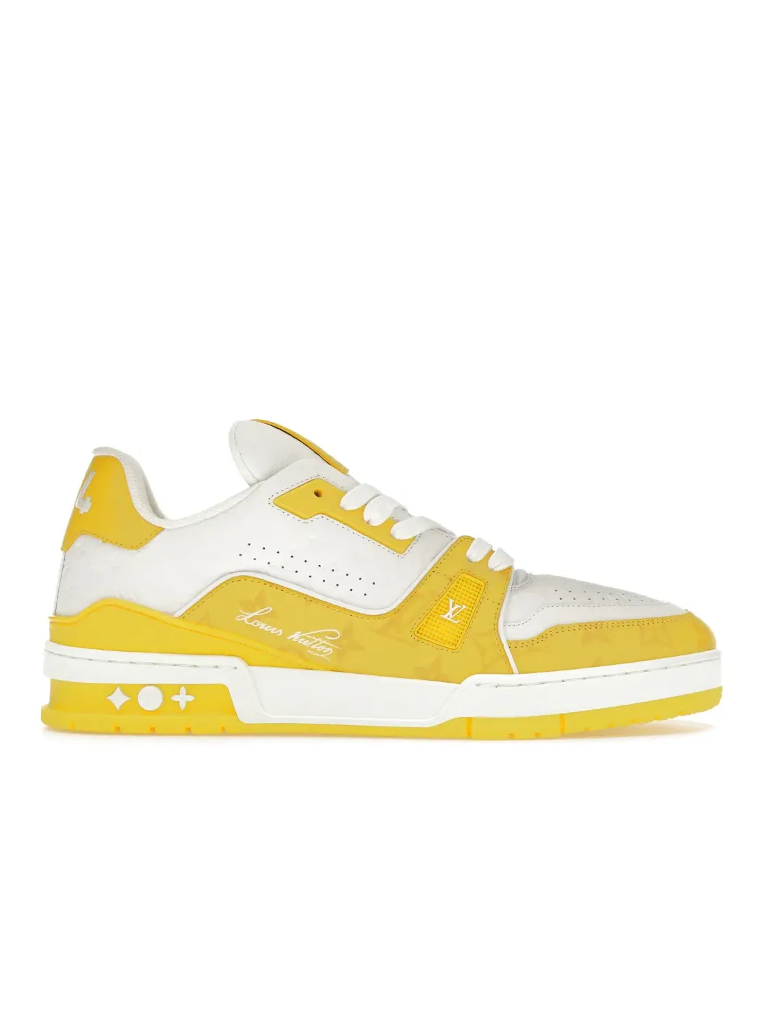 Мужские кроссовки с монограмой Louis Vuitton Trainer Louis Vuitton — изображение 1 из 4, белый/желтый