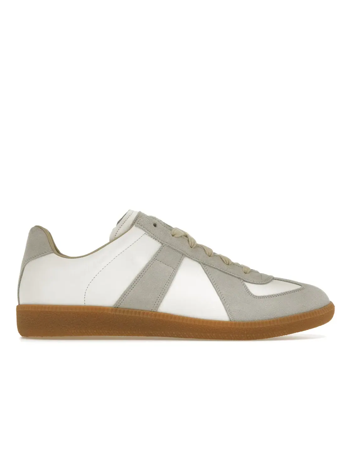 Мужские кроссовки из кожи и замши с принтом Maison Margiela Replica — изображение 1 из 4, серый/белый