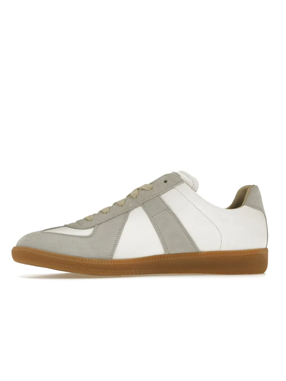 Мужские кроссовки из кожи и замши с принтом Maison Margiela Replica — изображение 3 из 4, серый/белый