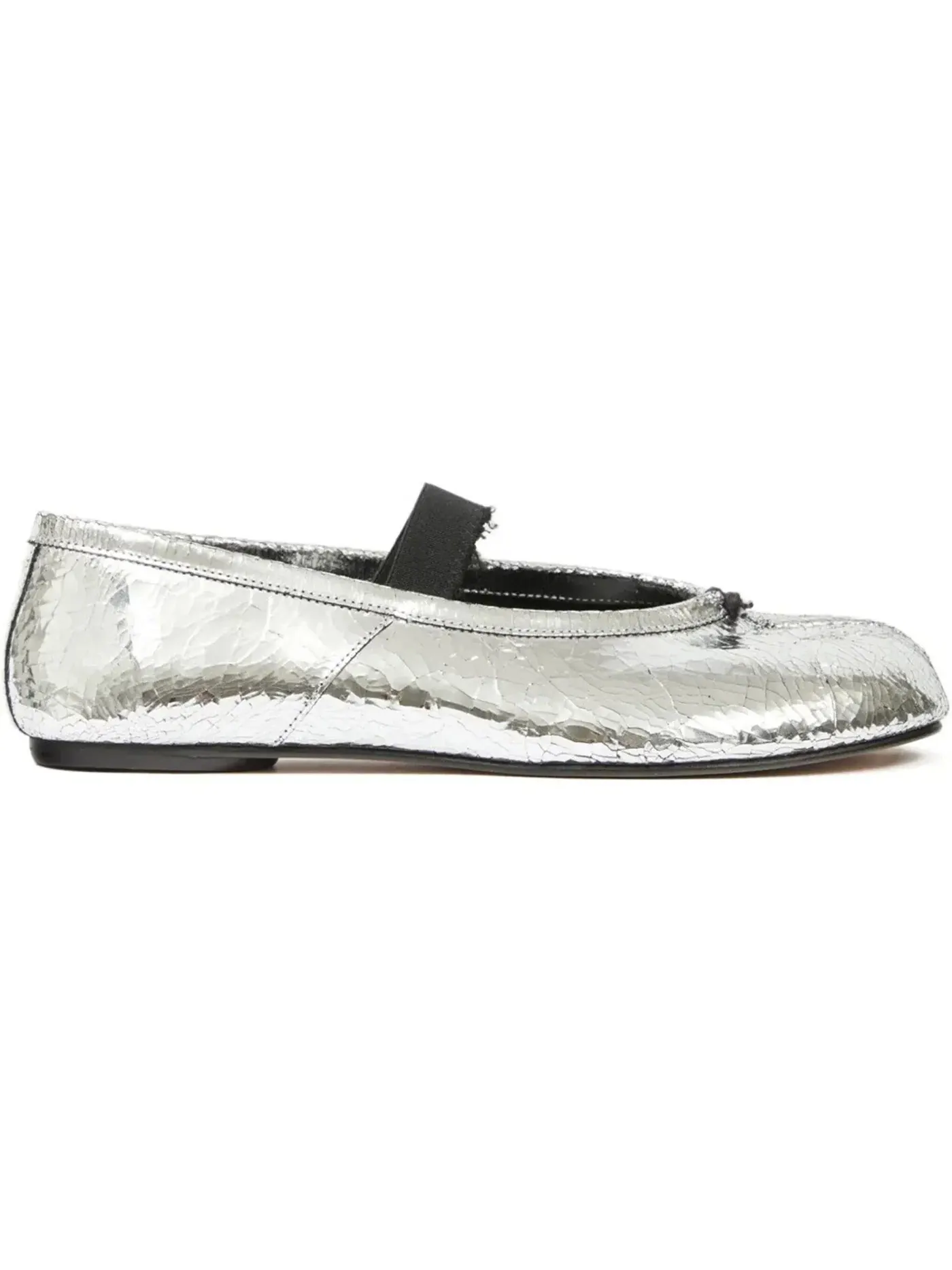 Женские балетки с эластичной лентой Maison Margiela Tabi Ballerina Flat Elastic Band — изображение 1 из 2, серебристый/черный