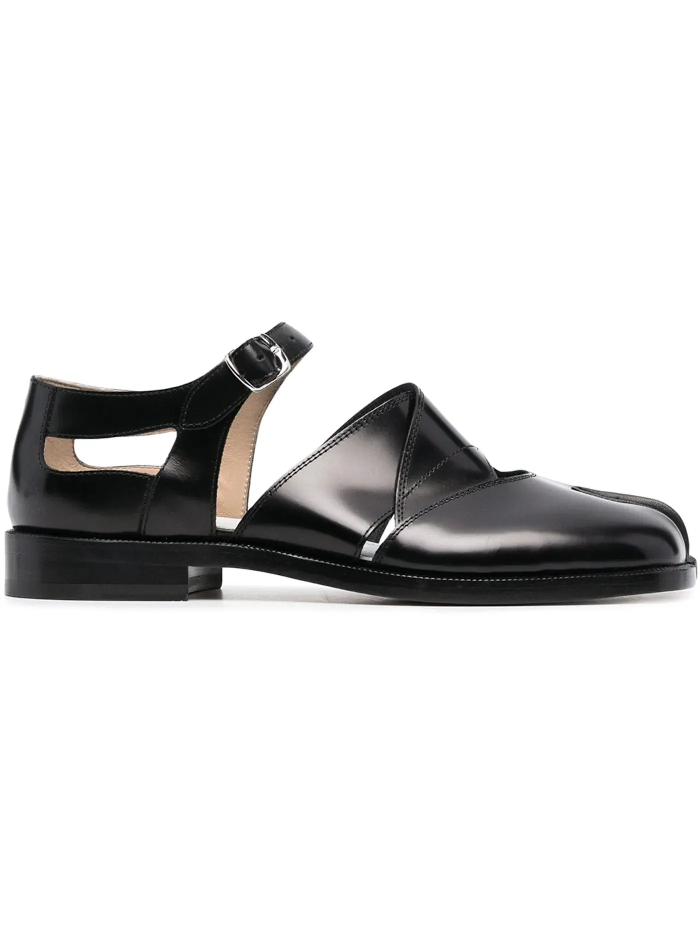 Женские сандалии с раздвоенным мысом Maison Margiela Tabi Leather Sandals Baptiste — изображение 1 из 1, черный