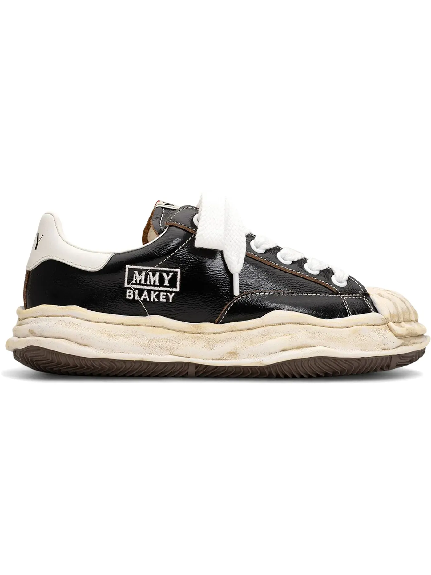 Мужские кеды с принтом Maison Mihara Yasuhiro Blakey OG Sole Wrinkled Leather Low — изображение 1 из 1, черный/белый
