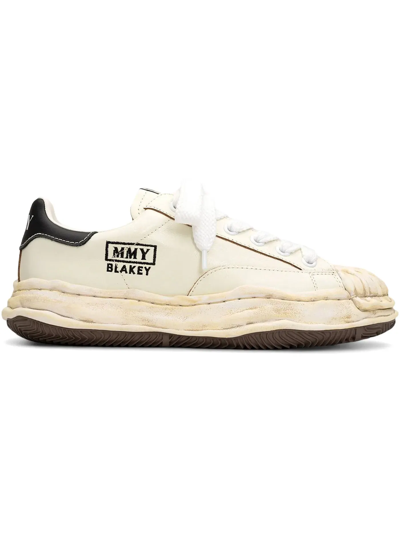 Мужские кроссовки с принтом Maison Mihara Yasuhiro Blakey OG Sole Wrinkled Leather Low — изображение 1 из 1, белый