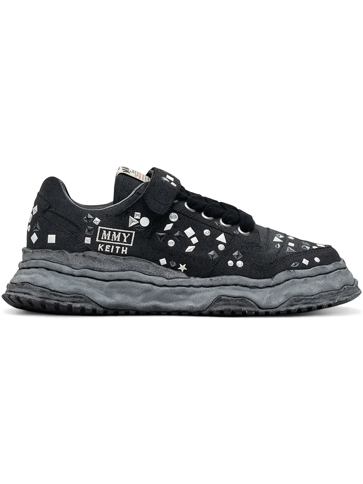 Мужские кеды с декором Keith OG Sole Embellished Canvas Maison Mihara Yasuhiro — изображение 1 из 1, черный/черный