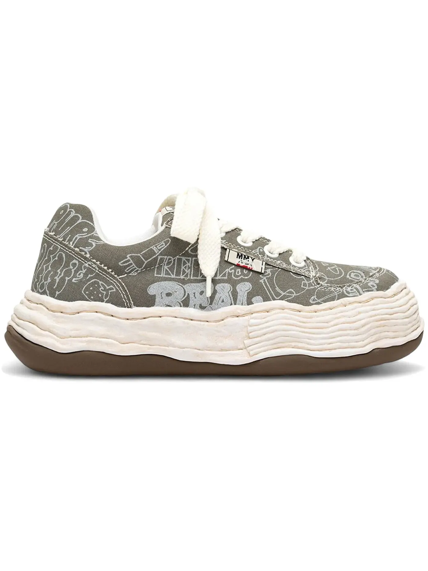 Мужские кеды с принтом Maison Mihara Yasuhiro Oliver OG Sole Graffiti Printed Canvas Low — изображение 1 из 1, зеленый