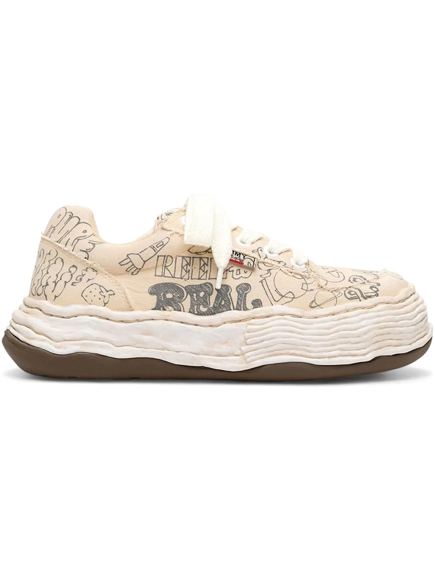 Мужские кеды с принтом Maison Mihara Yasuhiro Oliver OG Sole Graffiti Printed Canvas Low — изображение 1 из 1, белый